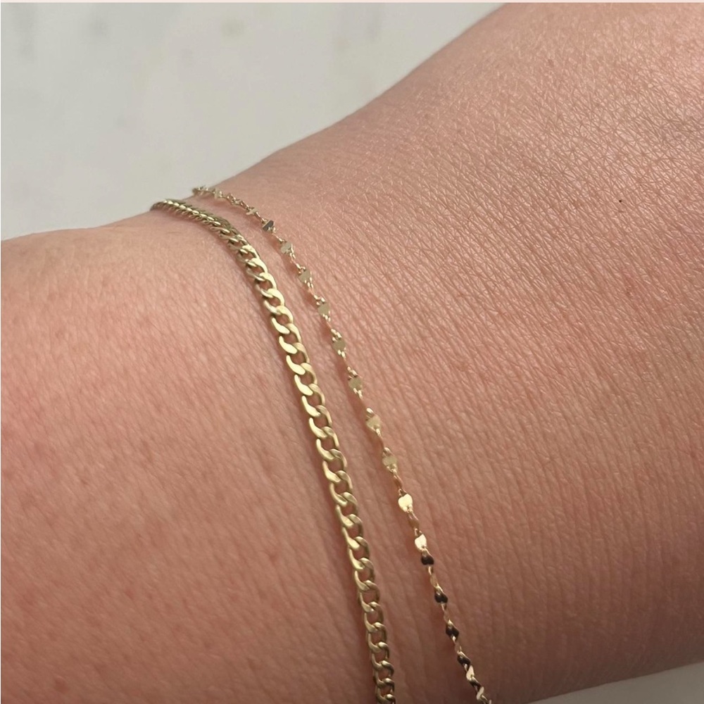 10K Gold Sparkle Mirror Bracelet Dainty Chain